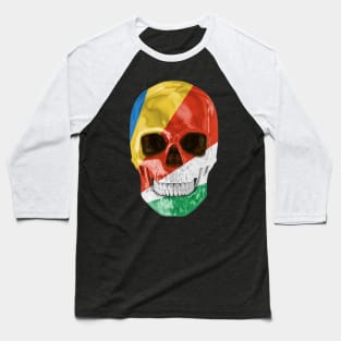 Seychelles Flag Skull - Gift for Seychellois With Roots From Seychelles Baseball T-Shirt